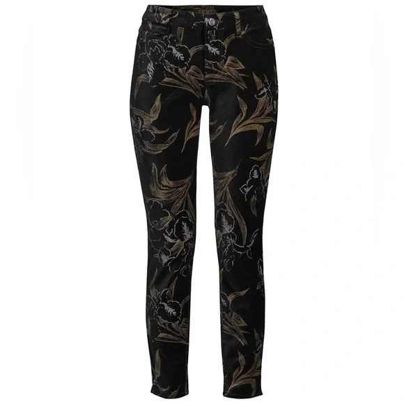 JEN7 - Anthropologie Printed Velvet Skinny Ankle Jeans. Size 6 - Picture 2 of 6